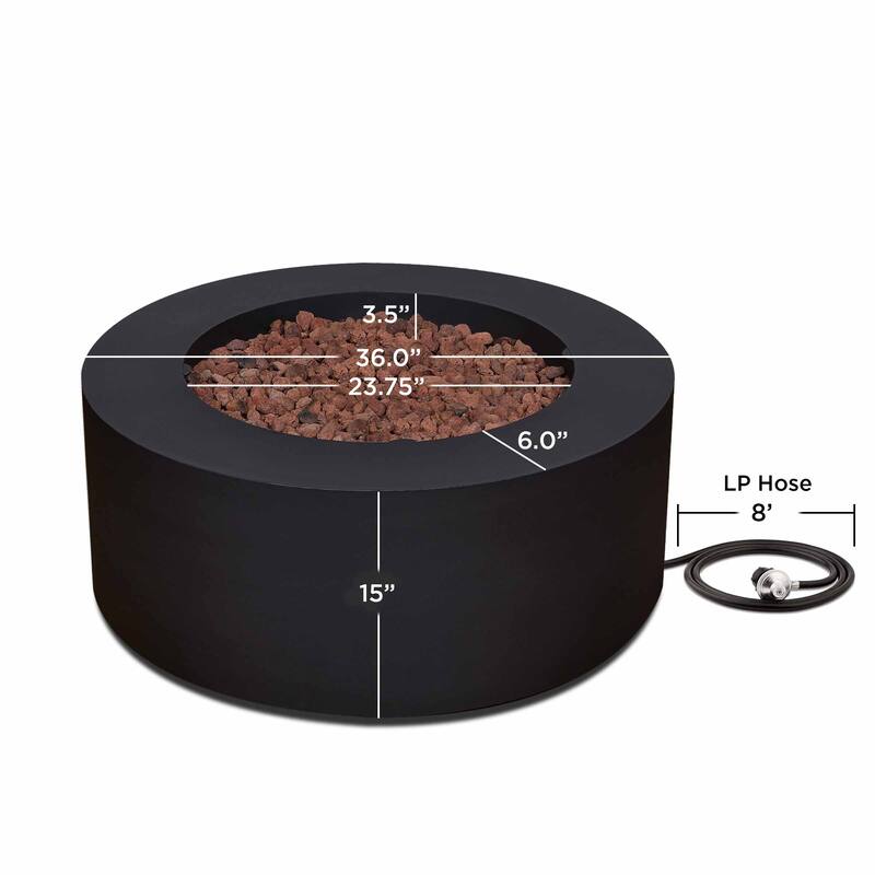Aegean 36" Round LP Fire Table Black w/NG Conversion kit by Real Flame