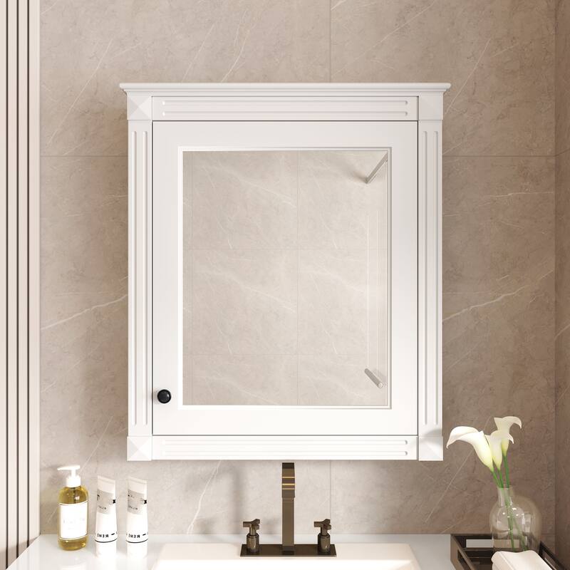 Wall Mounted Bathroom Storage Cabinet with Mirror, Adjustable Shelves, Soft Close Hinges, Over Toilet Space Saver