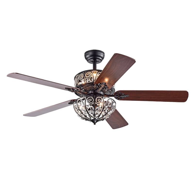 Tisaphon Dual Lamp Crystal Embellished 52-inch Fan Chandelier - 52-inches Diameter