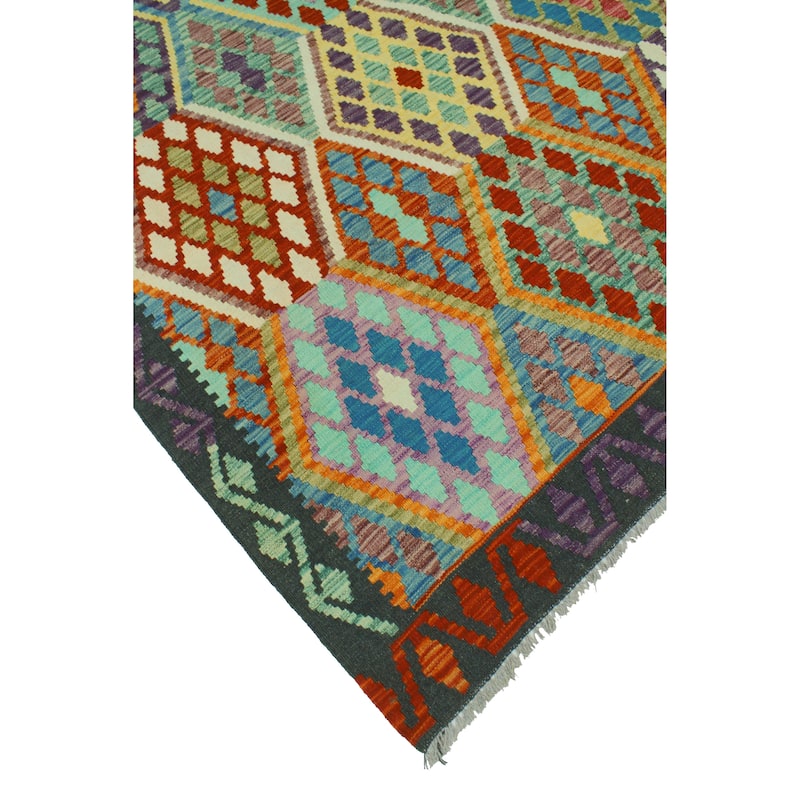 Flatweave Oscar Black/Rust Rug - 5'0" x 6'10"
