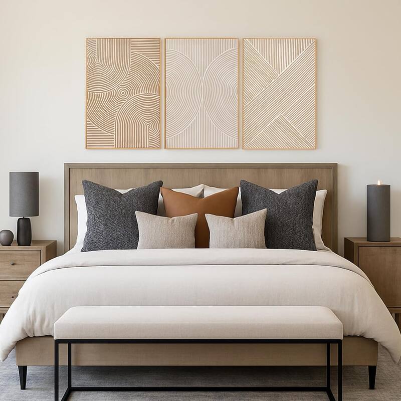 Painted Framed Wall Decor Geometric Artwork Canvas Paintings