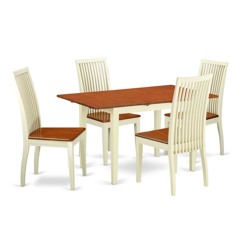 HomeStock 5-Pc Buttermilk and Cherry Solid Wood Top - Dining Room Set - Seats 4