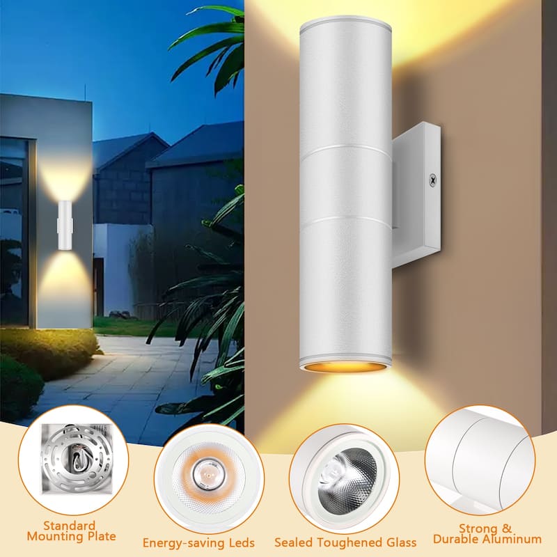 Up Down Outdoor Wall Light, IP65 Waterproof Alumnium Integrated Cylinder LED