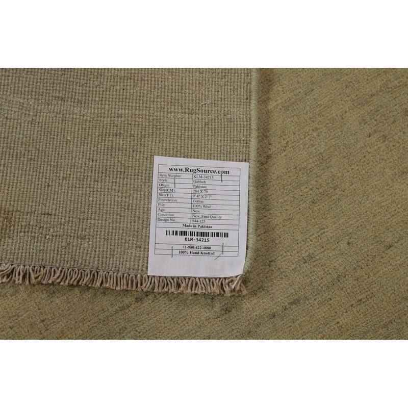 Gabbeh Oriental Runner Rug Hand-Knotted Solid Wool Carpet - 2'7"x 9'4"