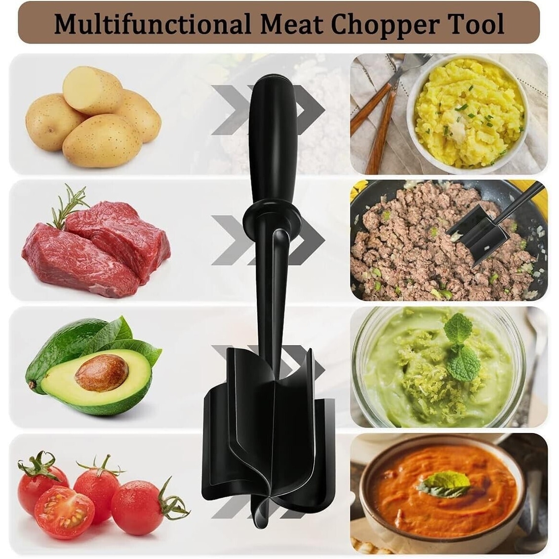 Meat Masher Pro, Ground Beef Smasher, Food Grade Heat Resistant Nylon Meat  Chopp