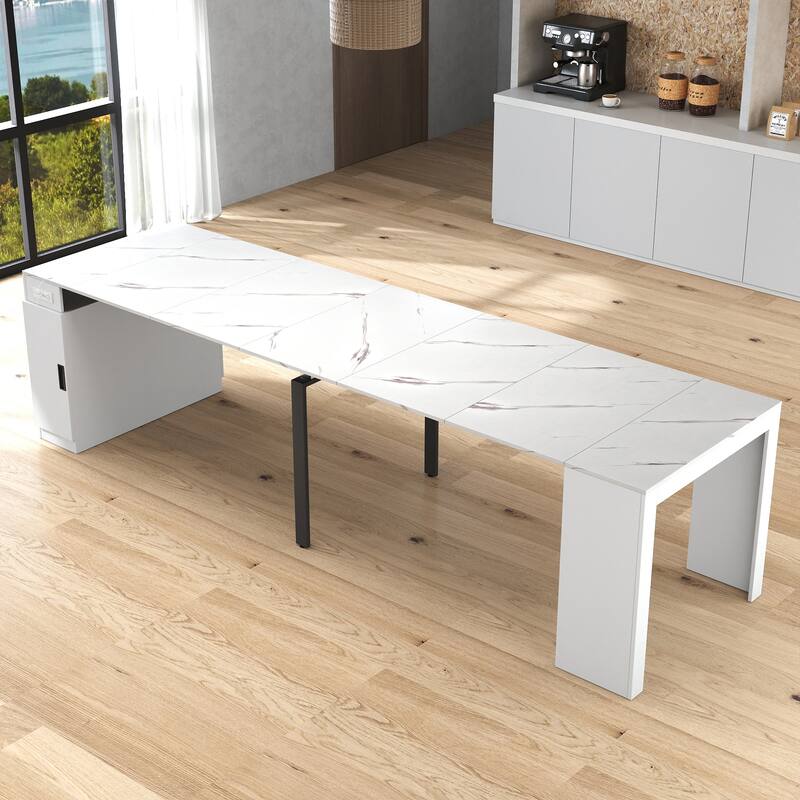 Foldable Dining Table for 6-12 People, Extends to 118 inchConsole Table Space Saving Dinette