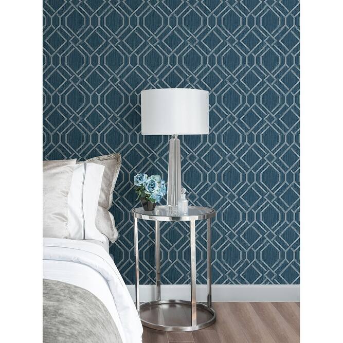 Advantage Frege Blue Trellis Wallpaper