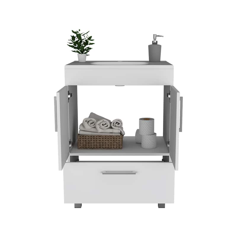 Single Bathroom Vanity for Bathroom,Easy To Assemble,White