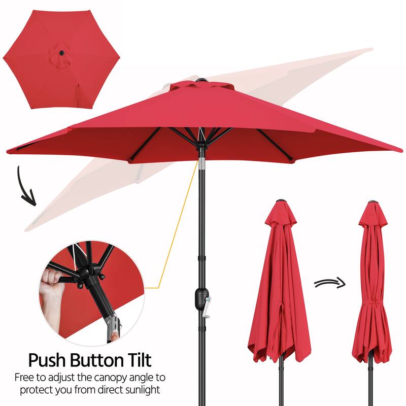 Yaheetech 9ft Patio Umbrella 8 Ribs with Push Button Tilt and Crank for Garden, Beach
