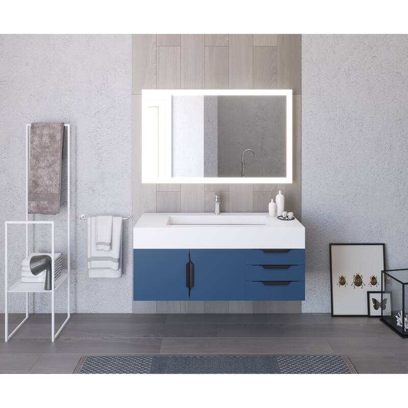 Nile 48" Wall Mounted Bathroom Vanity Set w/ White Top