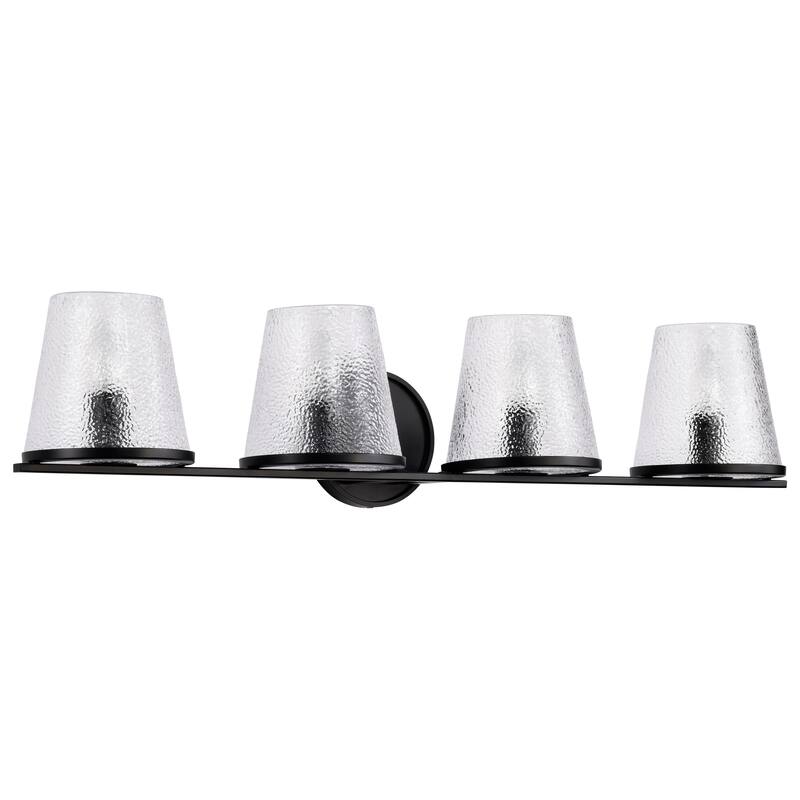 Valentine 4 Light Vanity Black Finish Hammered Glass
