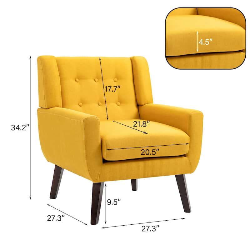 3-Piece Mid-Century Modern Living Room Set with Loveseat and 2 Chairs