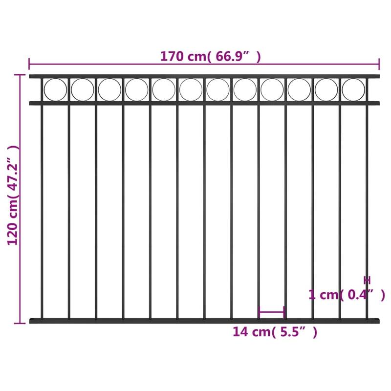 vidaXL Fence Panel Steel Black