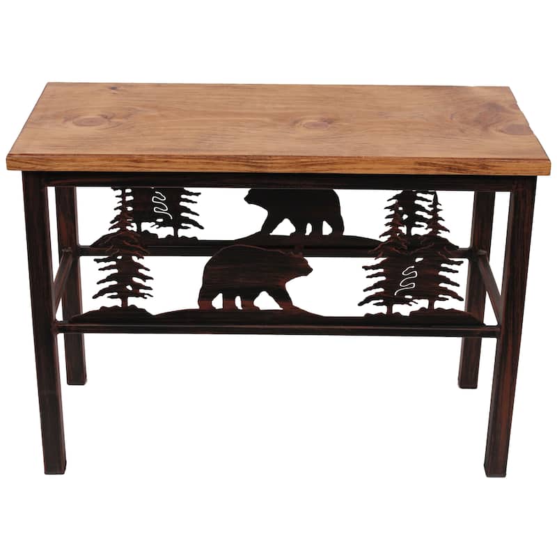 Rustic Iron Scene Bench - Bear - Burnt Sienna