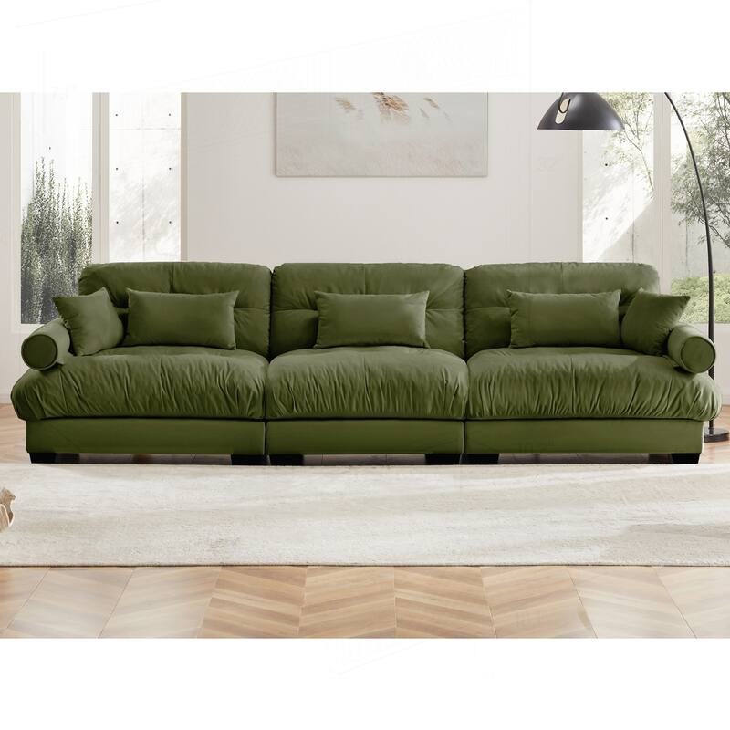 Luxurious Oversize Velvet Sofa with Multiple Pillows for Supreme Comfort