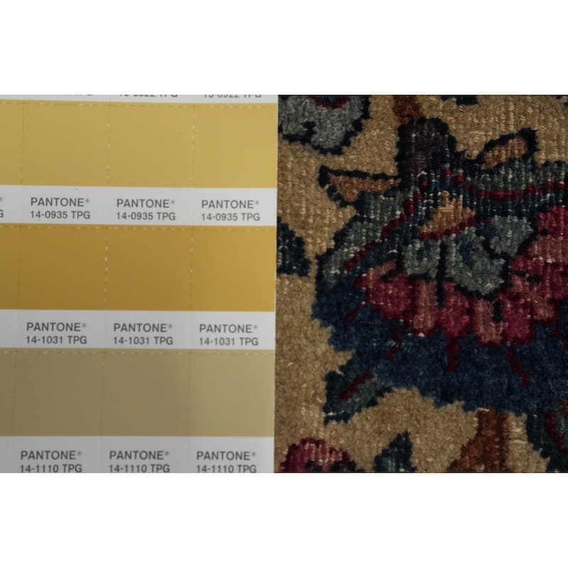 Hand Knotted Oriental 100% Wool Carpet Traditional Floral Beige & Ivories Kerman Area Rug - 15' 5'' X 10' 9''