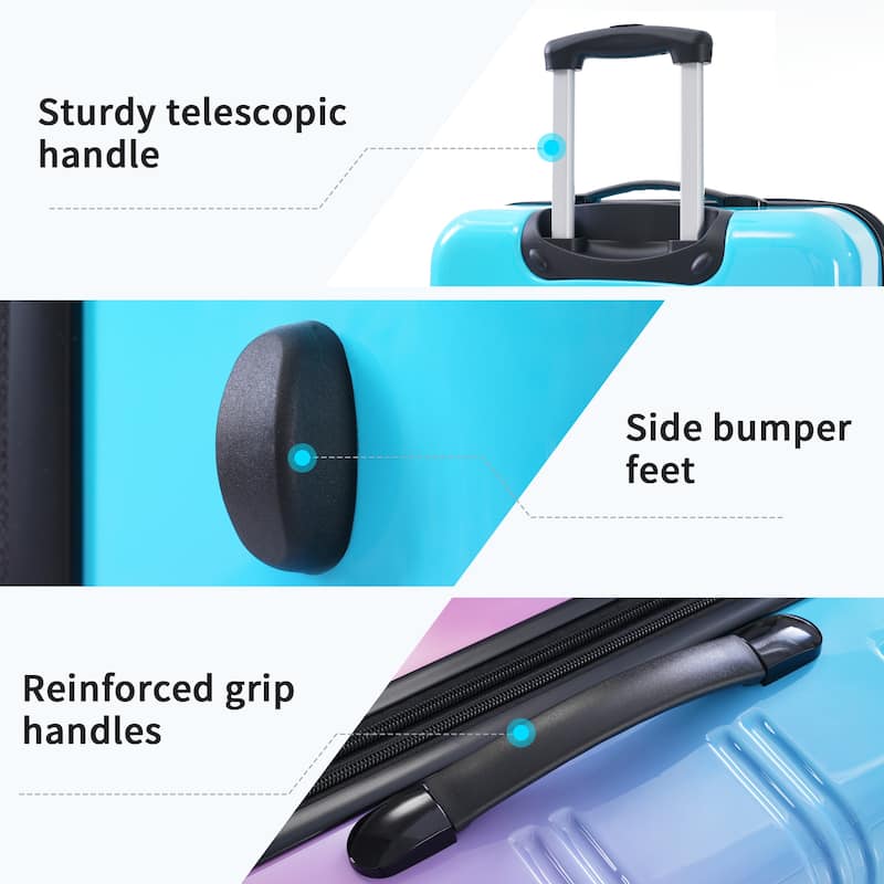 Classic 3 Piece Luggage Set with TSA Lock, ABS Durable Lightweight Suitcase with Spinner Wheels, Hardshell Carry-On Luggage