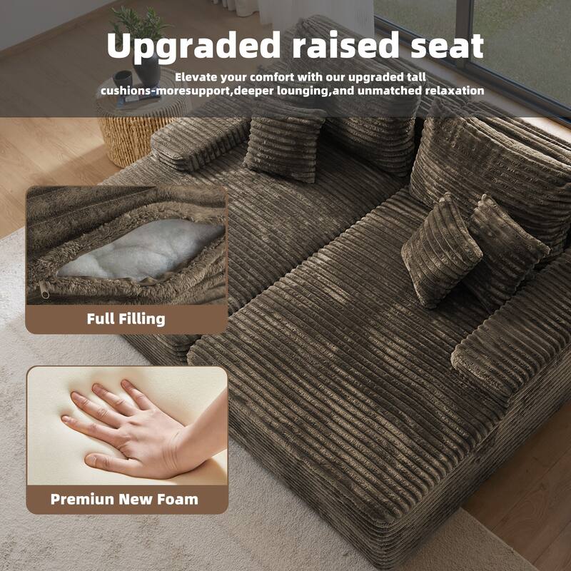 2 - Piece Upholstered Sectional Couch Sleeper Sofa L-Shape Chaise with Pillow