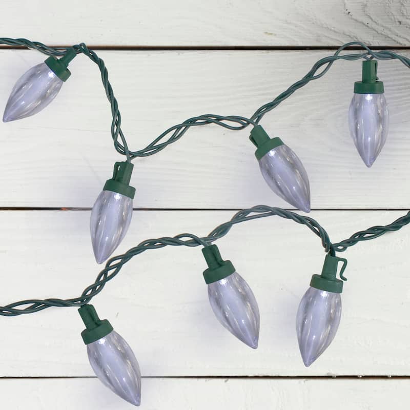 LED C9 Christmas Lights - Pure White - 20.25' Green Wire - 50ct