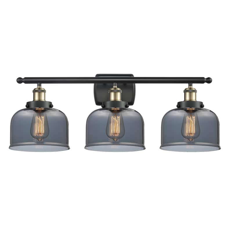 Innovations Lighting 916-3W-13-28 Bell Vanity Bell 3 Light 28" Wide - Black Antique Brass / Plated Smoke