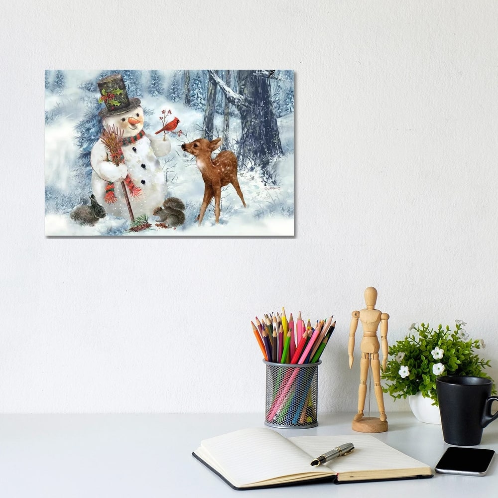 iCanvas "Woodland Snowman" by Giordano Studios Canvas Print