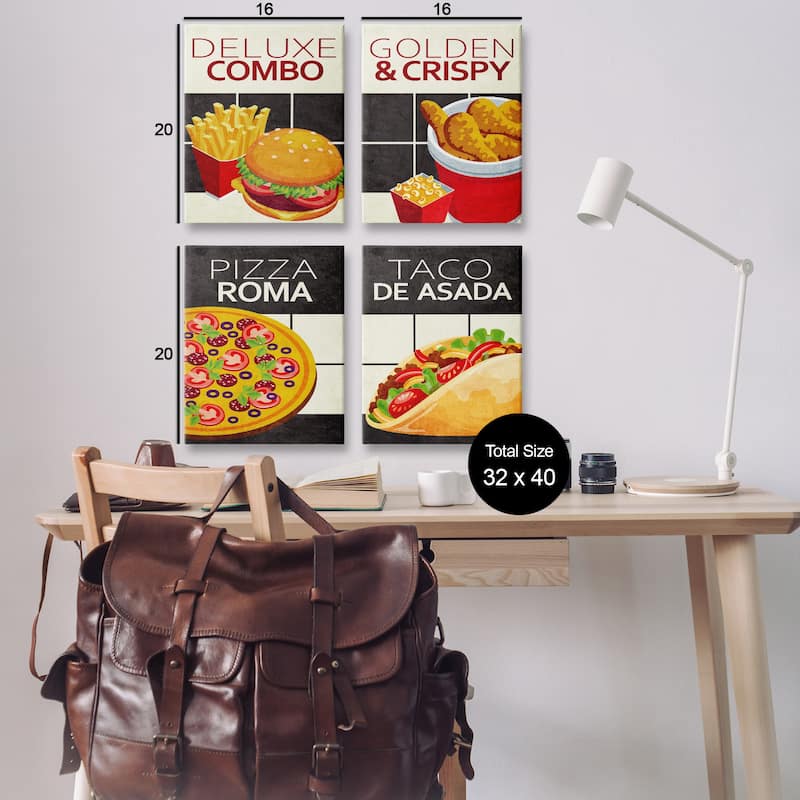 Stupell Fast Food American Cuisine Canvas Wall Art Design By Kim Allen (Set of 4)