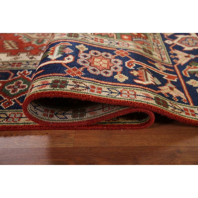Orange Geometric Heriz Serapi Area Rug Handmade Oriental Wool Carpet - 9'0"x 11'8"