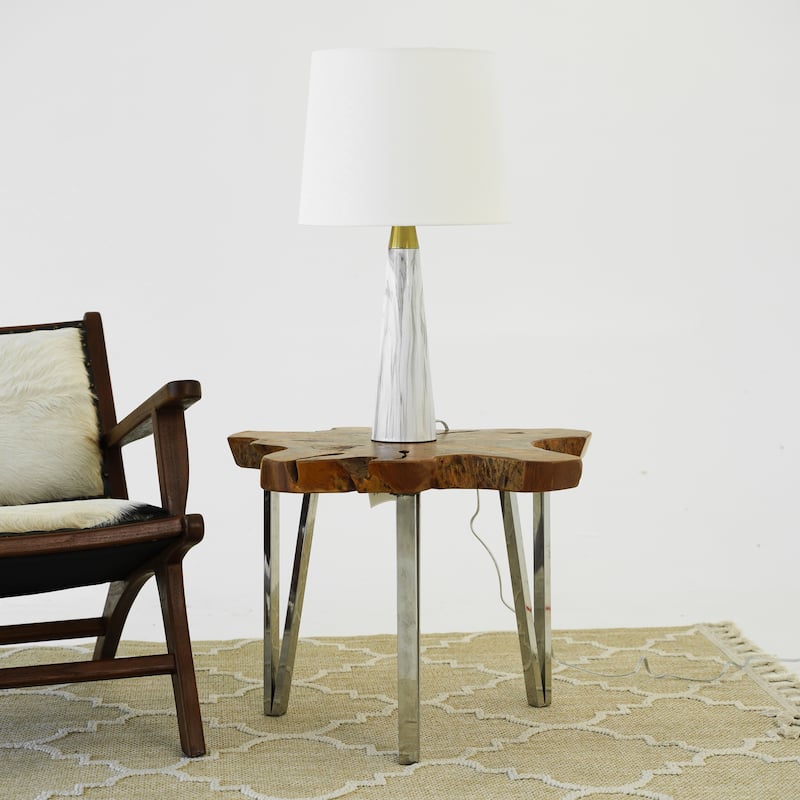 Topa Modern Faux Marble Table Lamp with Drum Shade