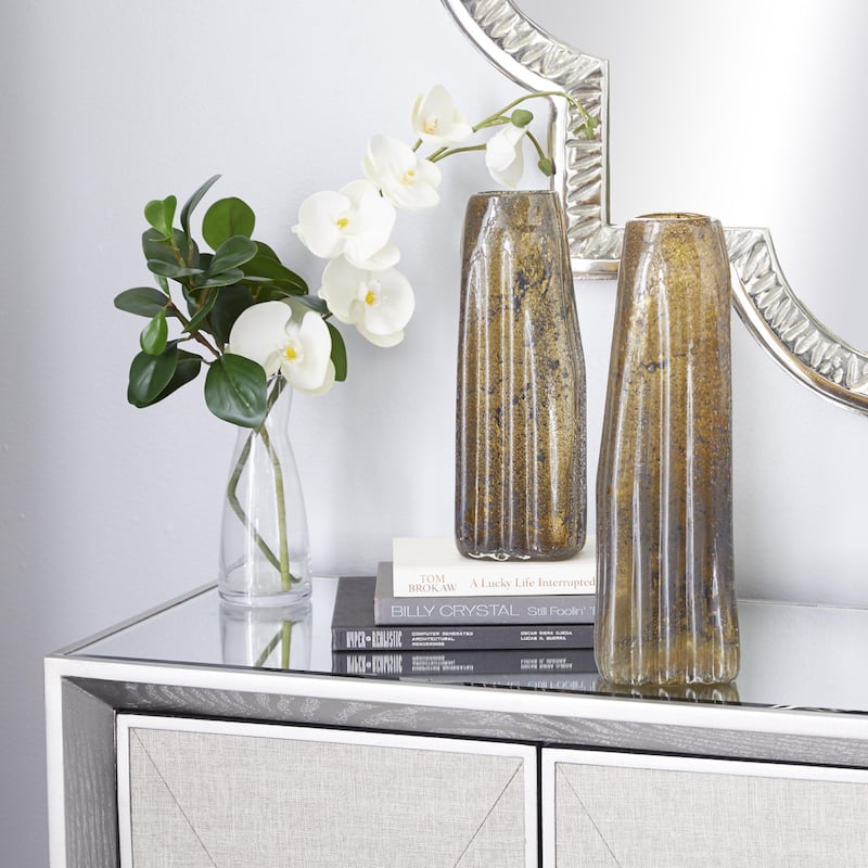 Glass Handmade Blown Decorative Vase - Set of 2 Brown or Blue - Roche River Decor
