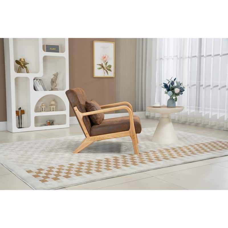 Brown Side Chair Office Chair with Wood Legs, Simple Padded Chair Dining Chair Vanity Chair Accent Chair