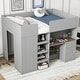 preview thumbnail 6 of 11, Wood Full Size Loft Bed with Built-In Wardrobe