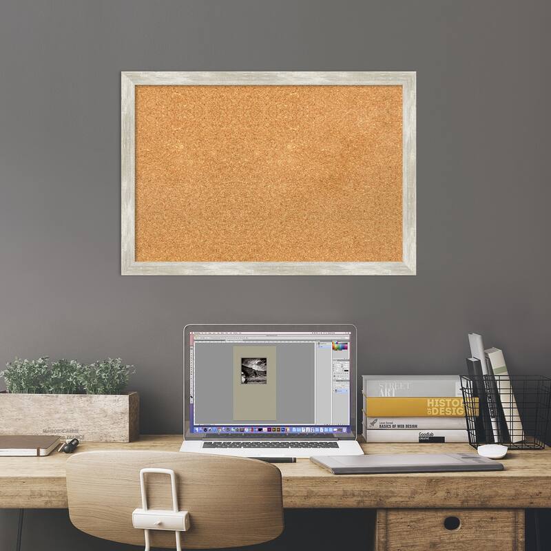 Crackled Metallic Narrow Narrow Framed Cork Bulletin Memo Board