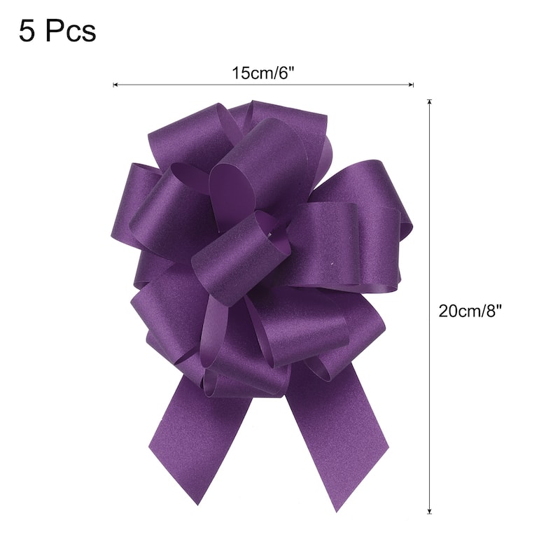 5pcs 7 Inch Large Pull Bow Gift Wrapping Big Pull Bows Ribbon - Purple - 6 Inch