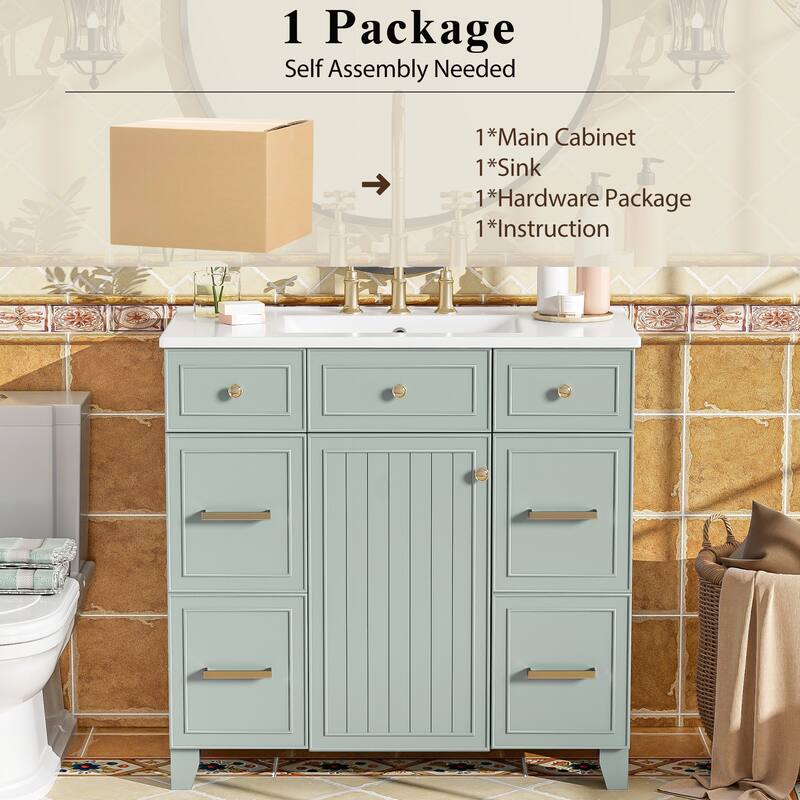 Sophisticated Bathroom Vanity with Abundant Storage and Durable Construction