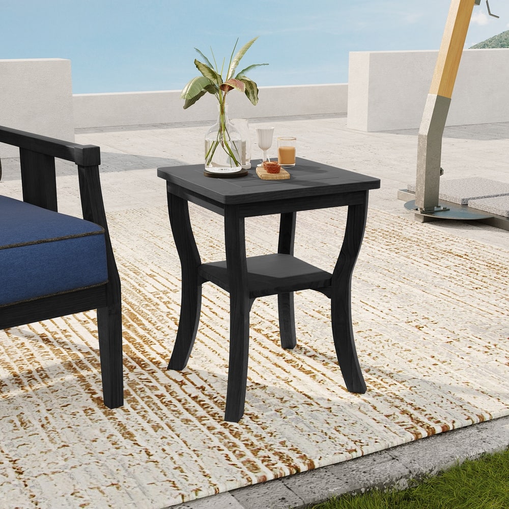 Black Wood Patio Accent Chairs with Water-Resistant Cushions