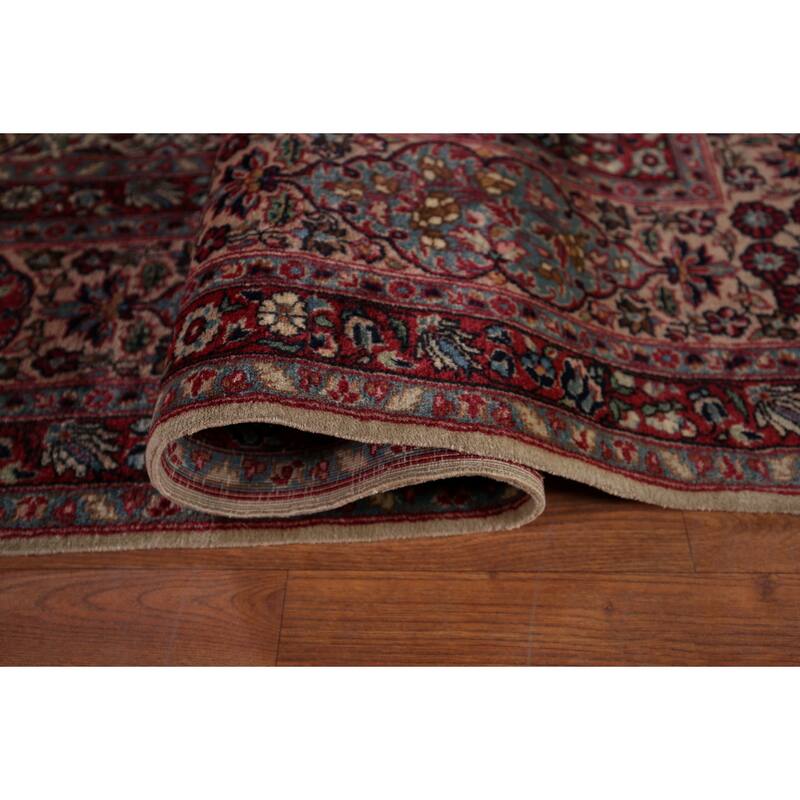 Vegetable Dye Agra Indian Antique Area Rug Hand-Knotted Wool Carpet - 9'1" x 12'2"