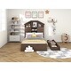 preview thumbnail 8 of 40, Wood Platform Bed with House-Shaped Storage Headboard and 2 Drawers, for Bedroom Dorm Apartment, No Box Spring Needed
