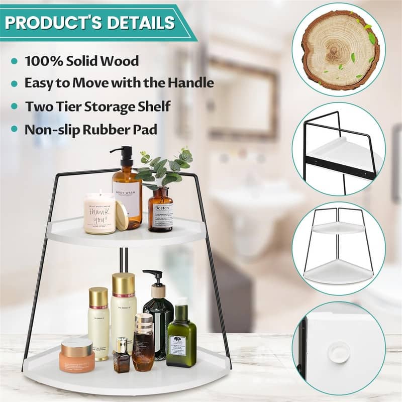 2 Tier Bathroom Counter Organizer - 10"D x 14.7"W x 13.8"H