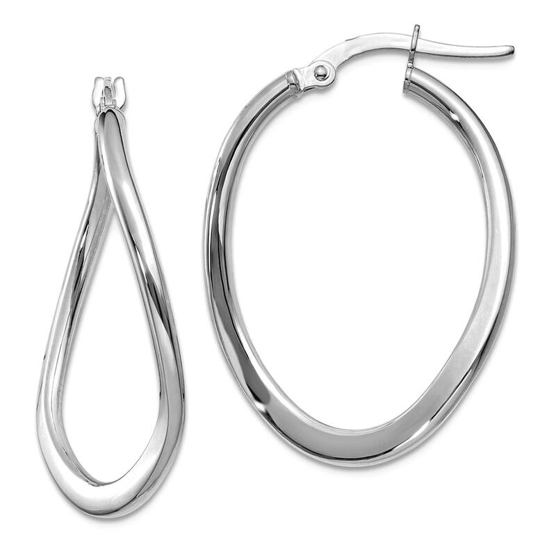 Curata 14k Yellow or White Gold 2x19mm Polished Tapered Twist Hoop Earrings - White Gold