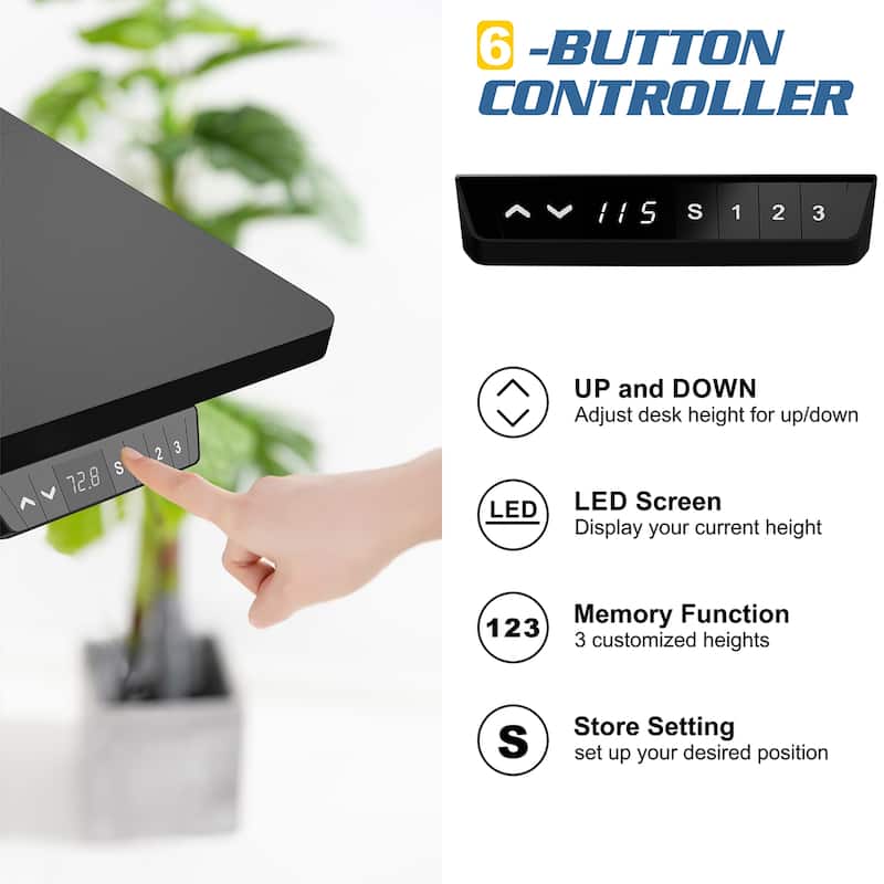 Futzca Height Adjustable Electric Standing Desk Sit Stand Computer Stand up Desk with Splice Board(Black)