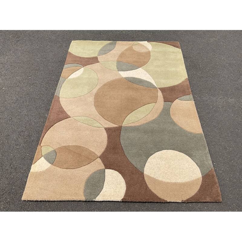 HERAT ORIENTAL Handmade Tibetan Modern Circles Wool Rug (4x6)(5x8)(8x10)