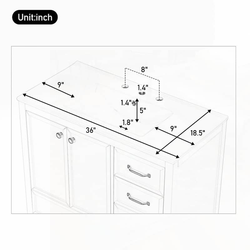 Bathroom Vanity with Sink and Bathroom Cabinet with Soft-Closing Door