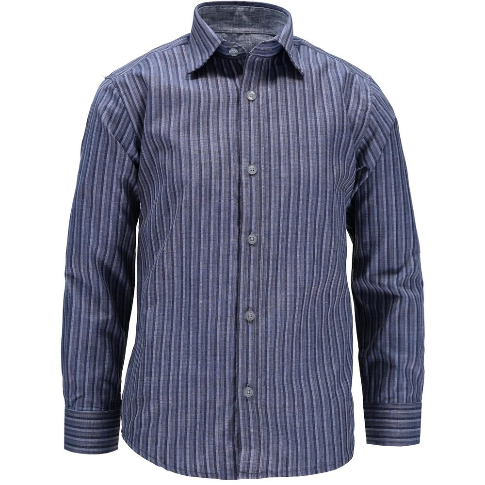 Shop Leo Zachary Boys 8 20 Tonal Stripe Dress Shirt Blue