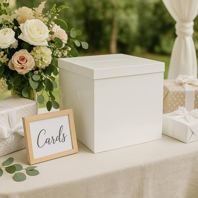 OnDisplay 10" Luxe Acrylic Clear Wedding Card Box w/Lid - Lucite Gift/Money Box