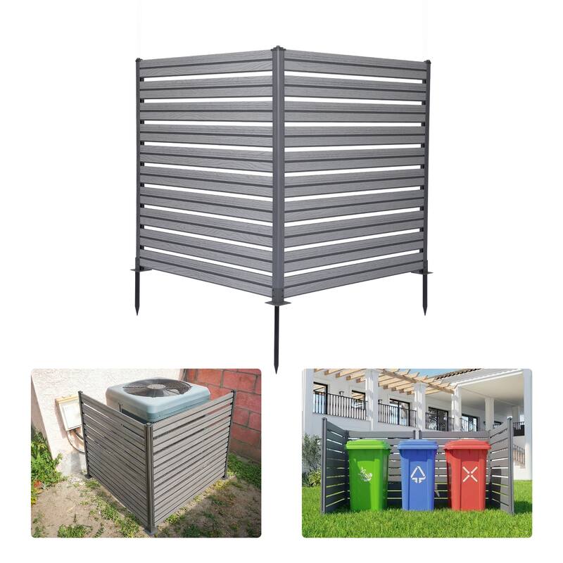 Aoodor Patio Privacy Screen 49''W x 50''H Air Conditioner Fence - N/A - Gray-2 panels