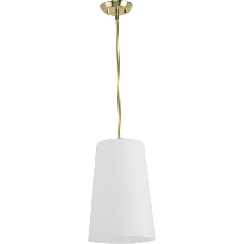 Clarion Collection One-Light Satin Brass Etched White Transitional Pendant - 10.5 in x 10.5 in x 15.87 in