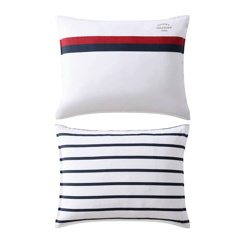 Tommy Hilfiger Classic Stripe Cotton Reversible Blue Comforter Set