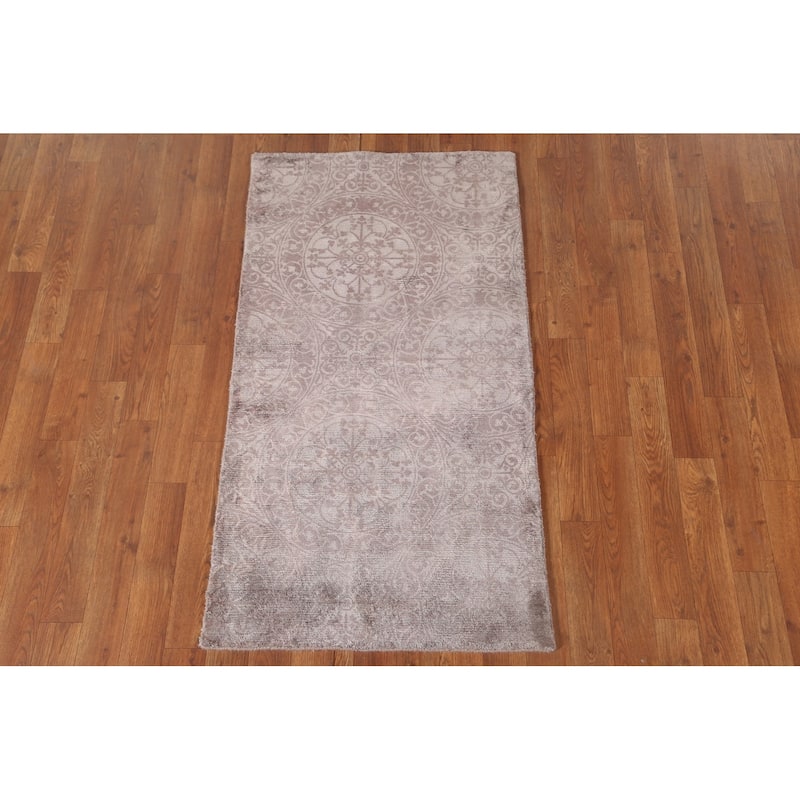 All-Over Geometric Modern Oriental Accent Rug Handmade Wool Carpet - 2'3"x 4'2"