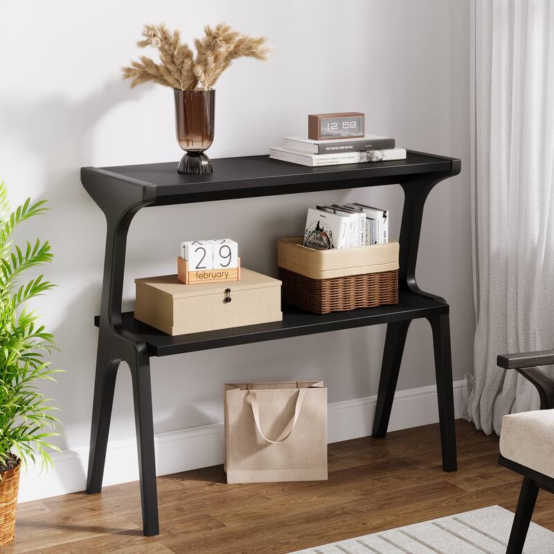 Modern SideTable with Storage Shelf, Sofa End Table with Solid Wood Legs, Bedside Table, Nightstand for Bedroom, Living Room