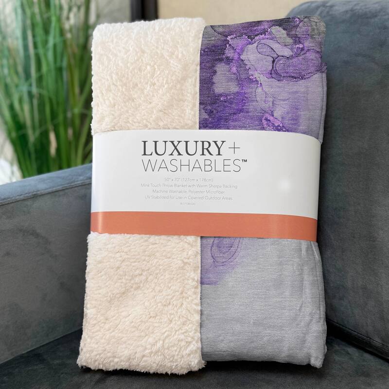 Premium Machine Washable Abstract Contemporary Sherpa Throw Blanket
